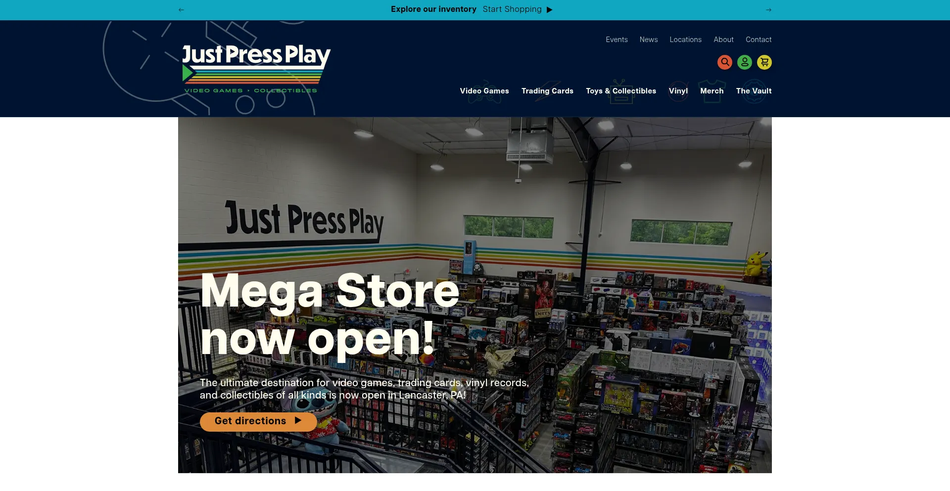 Website screenshot of Justpressplayonline.com