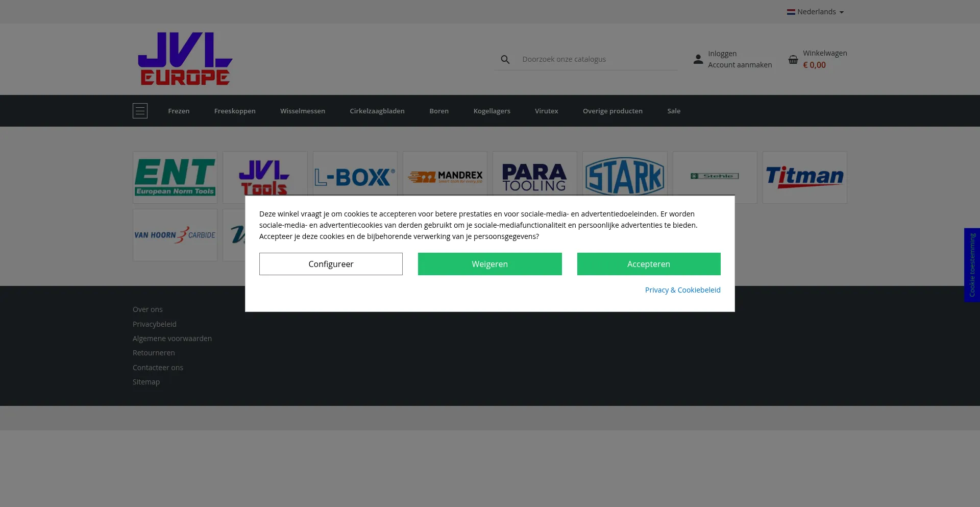 Website screenshot of Jvl-europe.com