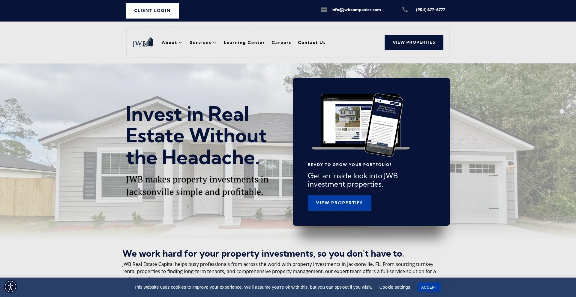Website screenshot of Jwbrealestatecapital.com