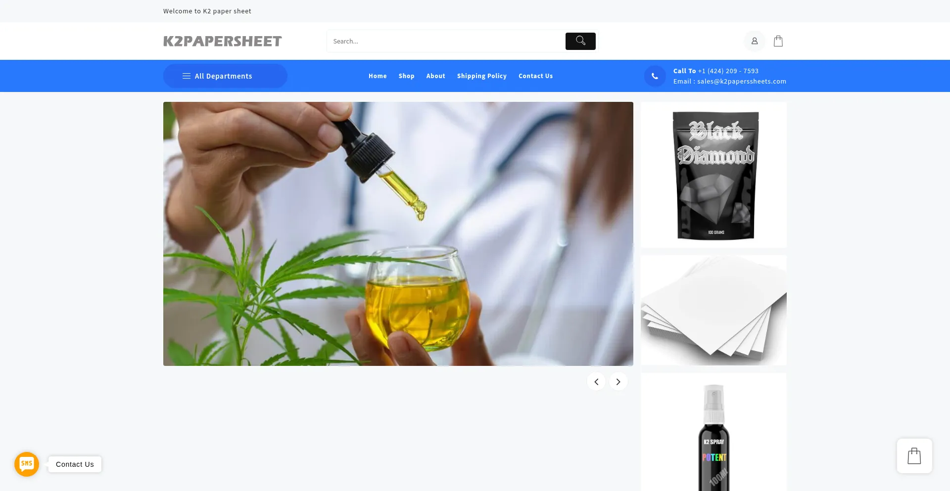 Website screenshot of K2paperssheets.com