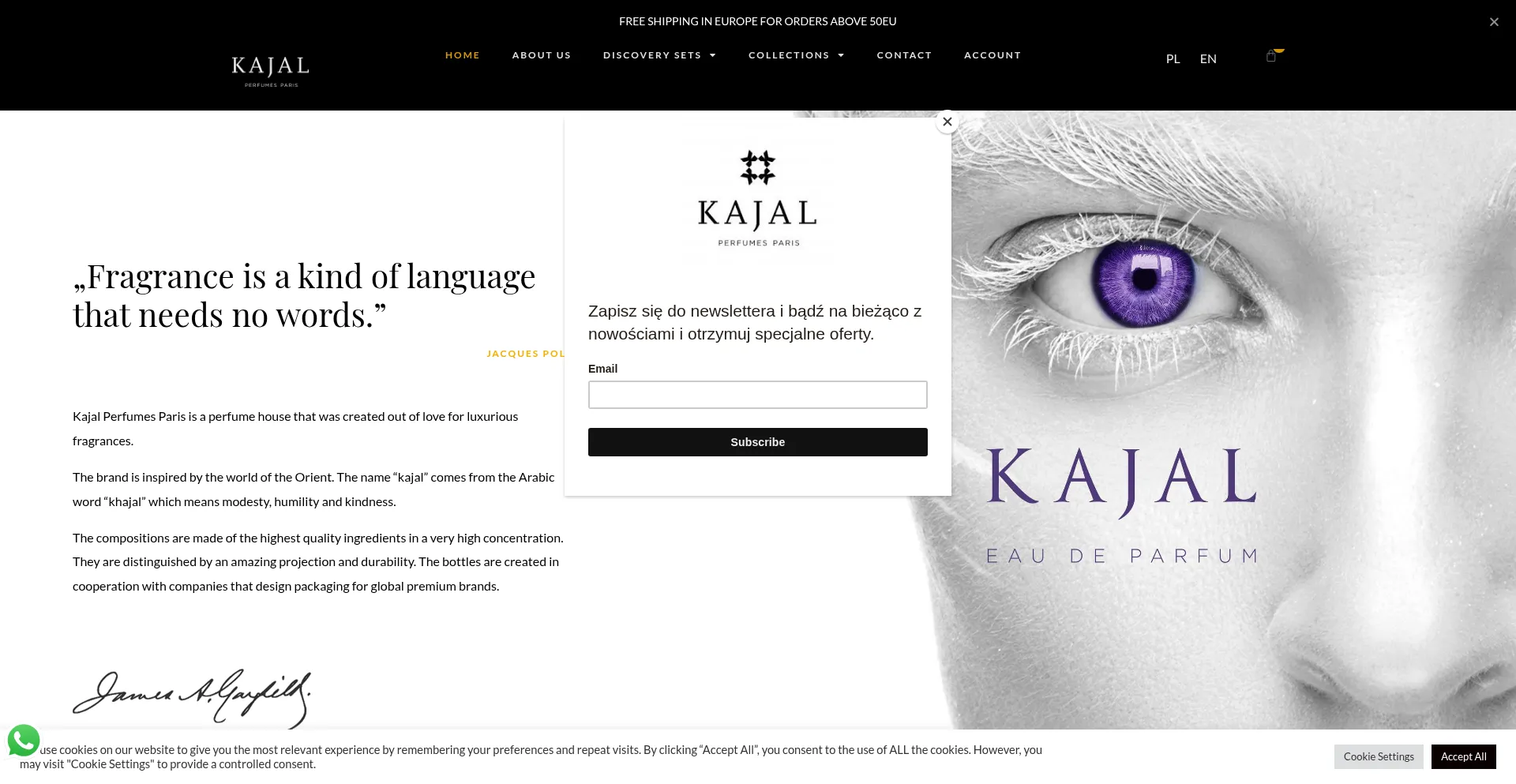 Website screenshot of Kajal.pl