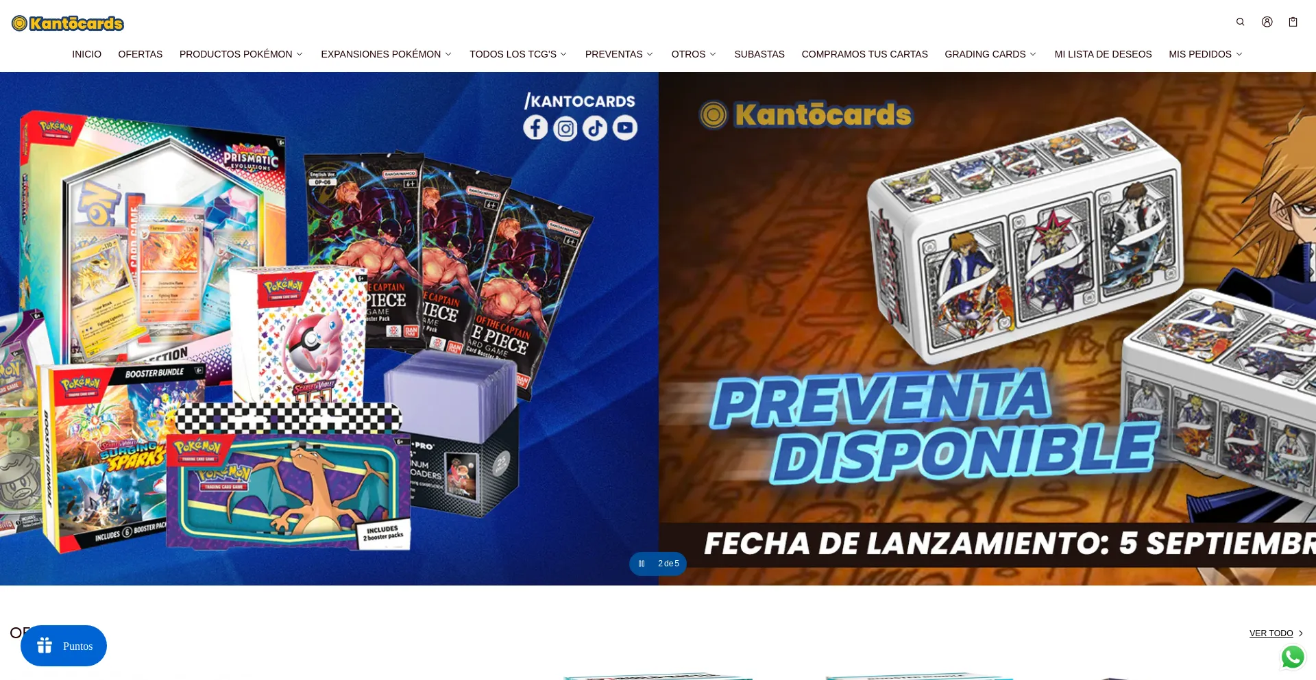 Website screenshot of Kantocards.com