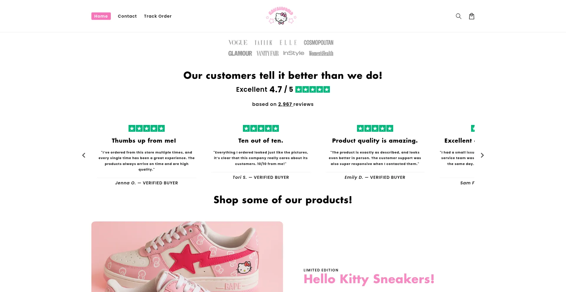 Website screenshot of Kawaiiworld.co