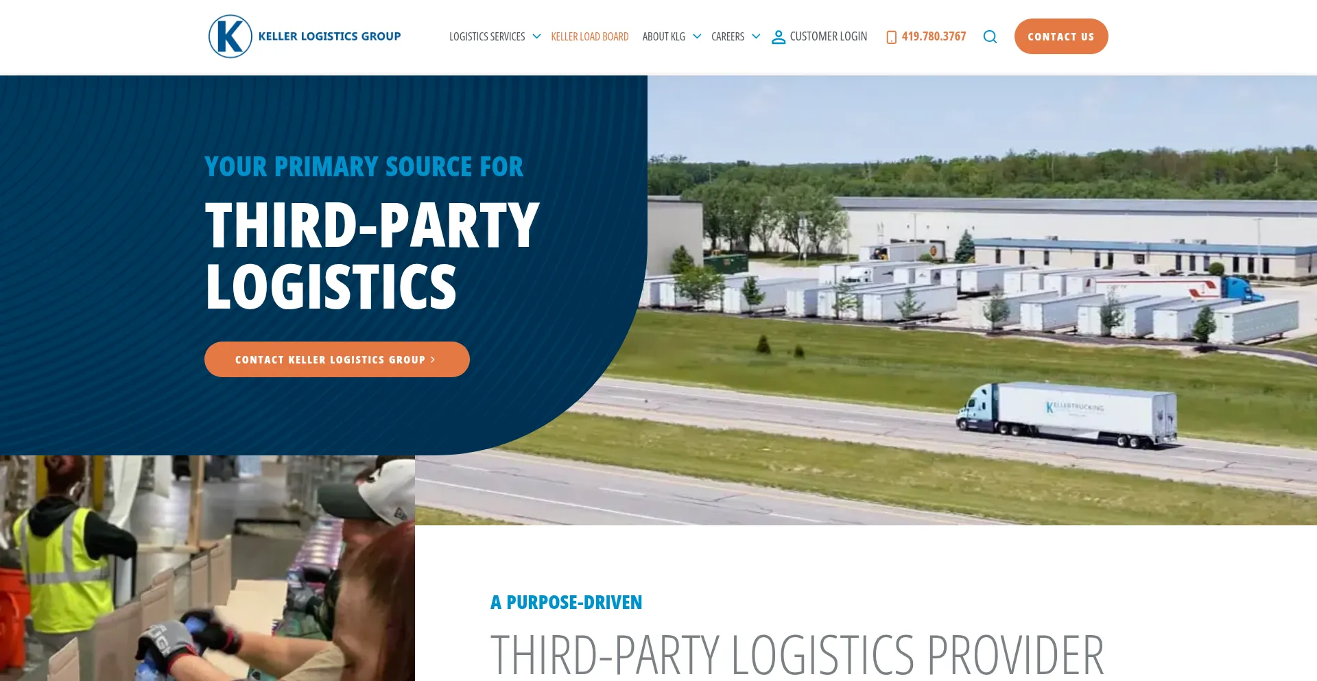 Website screenshot of Kellerlogistics.com