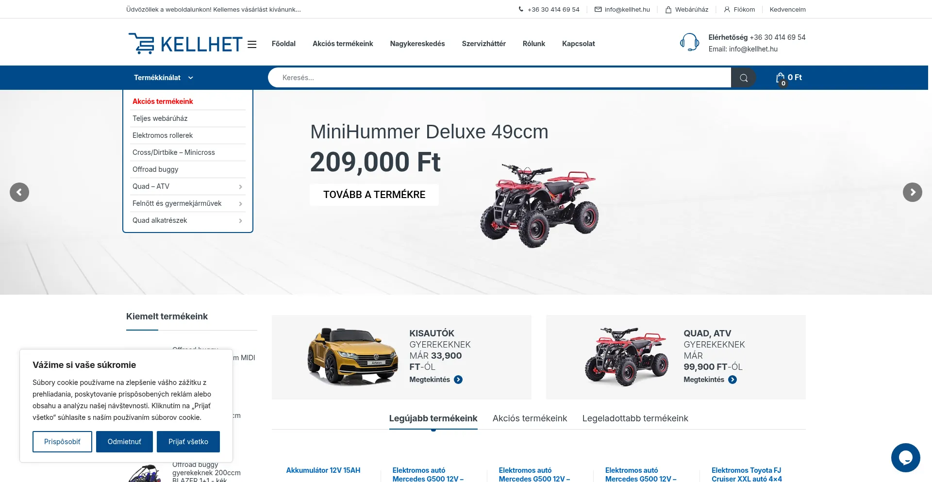 Website screenshot of Kellhet.hu