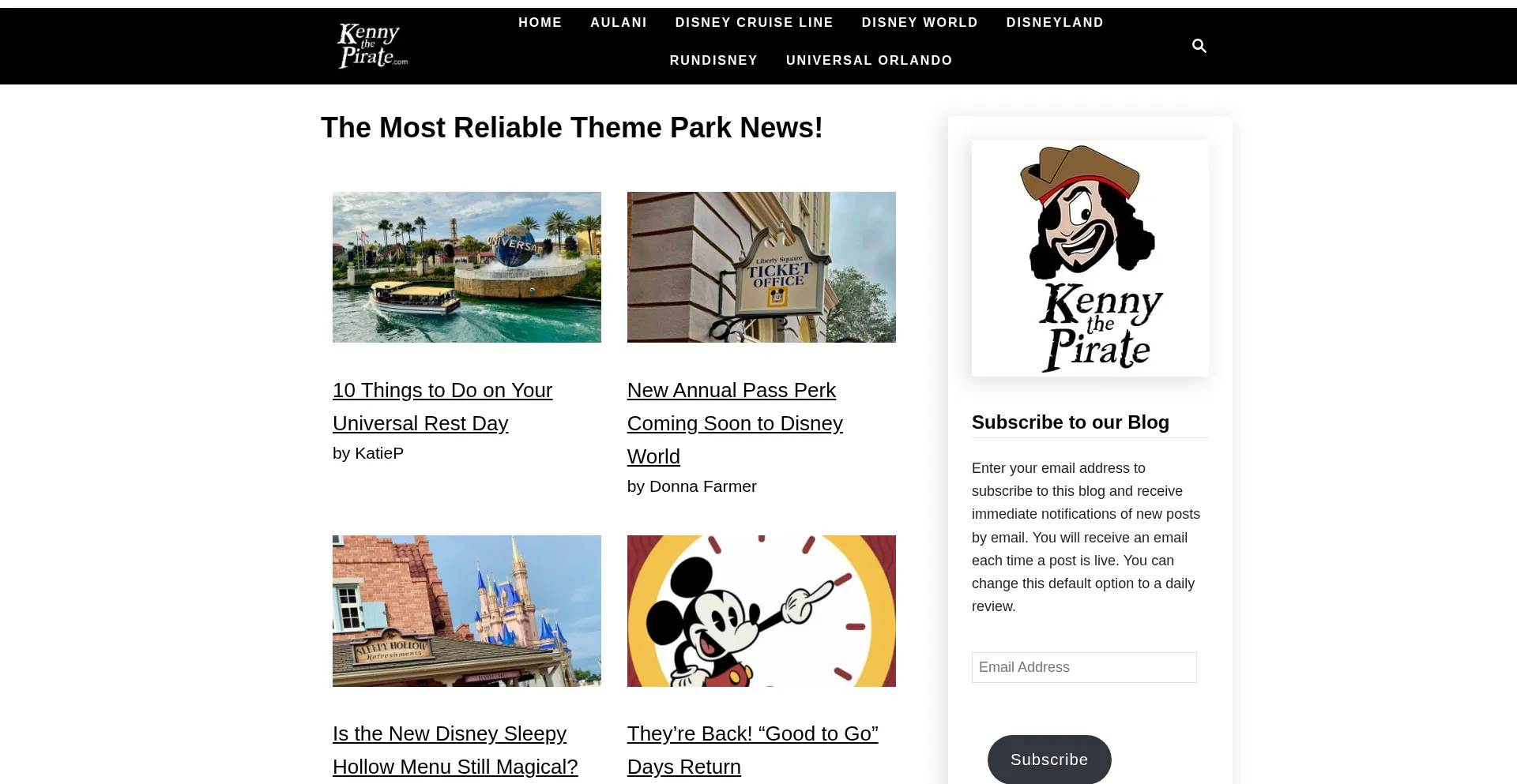 Website screenshot of Kennythepirate.com