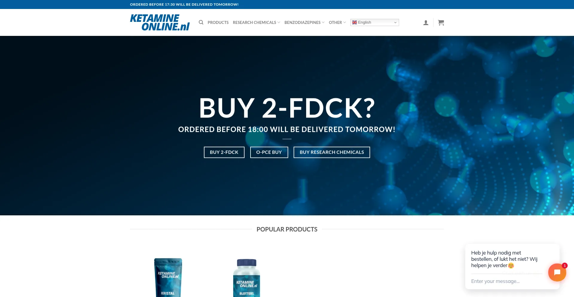 Website screenshot of Ketamineonline.nl