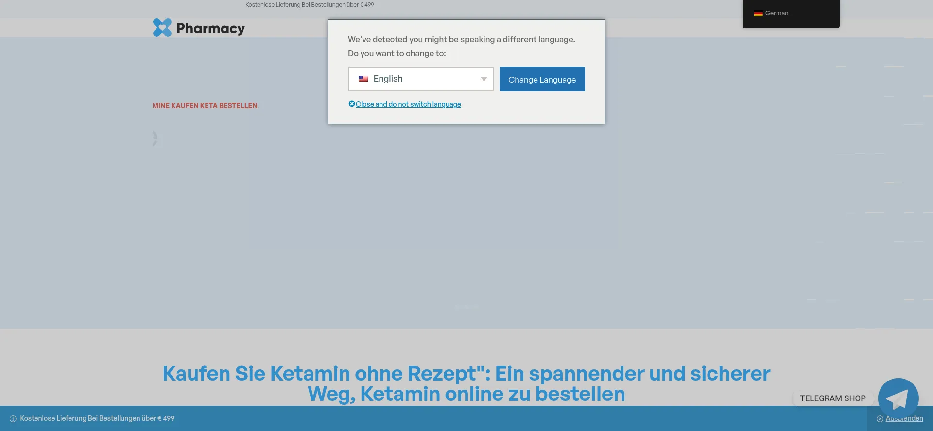 Website screenshot of Ketaminkaufen.com