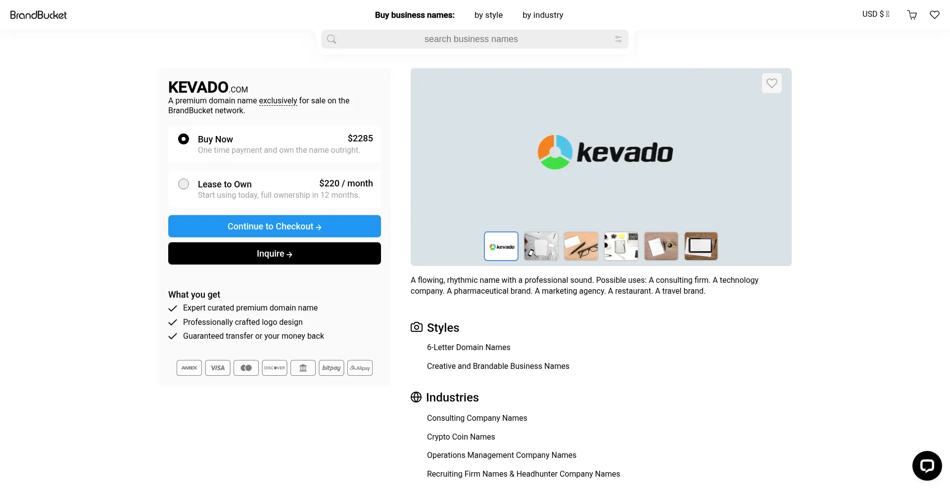 Website screenshot of Kevado.com
