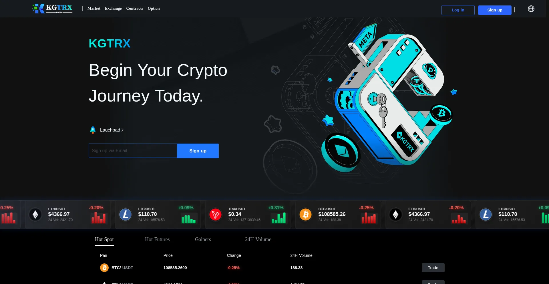 Website screenshot of Kgtrx.com