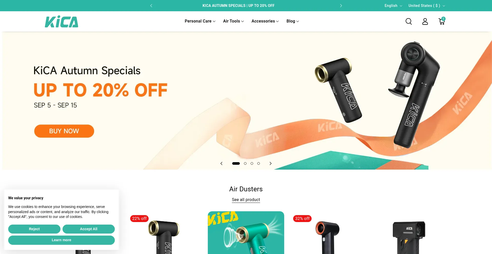 Website screenshot of Kica-care.com