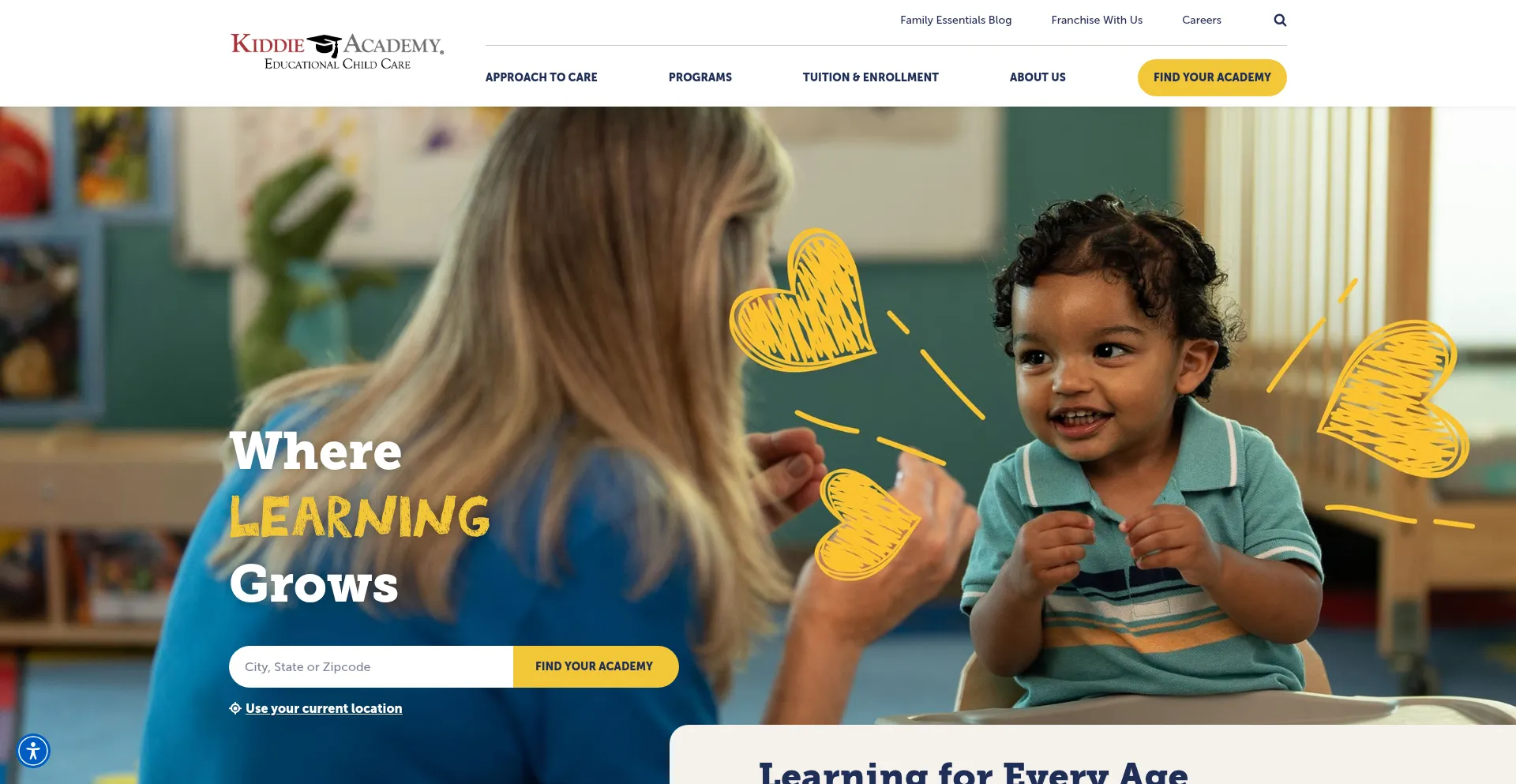 Website screenshot of Kiddieacademy.com