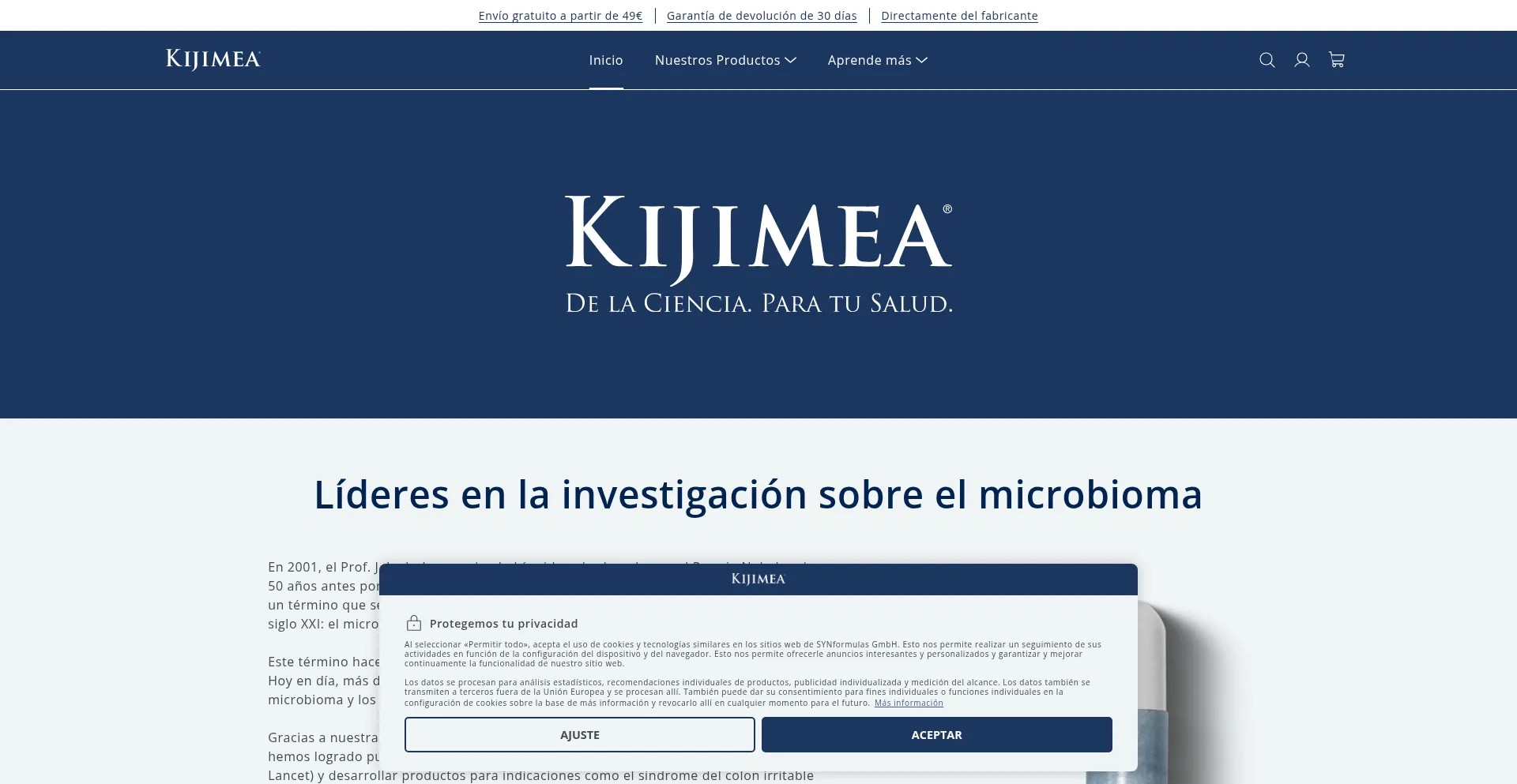Website screenshot of Kijimea.es
