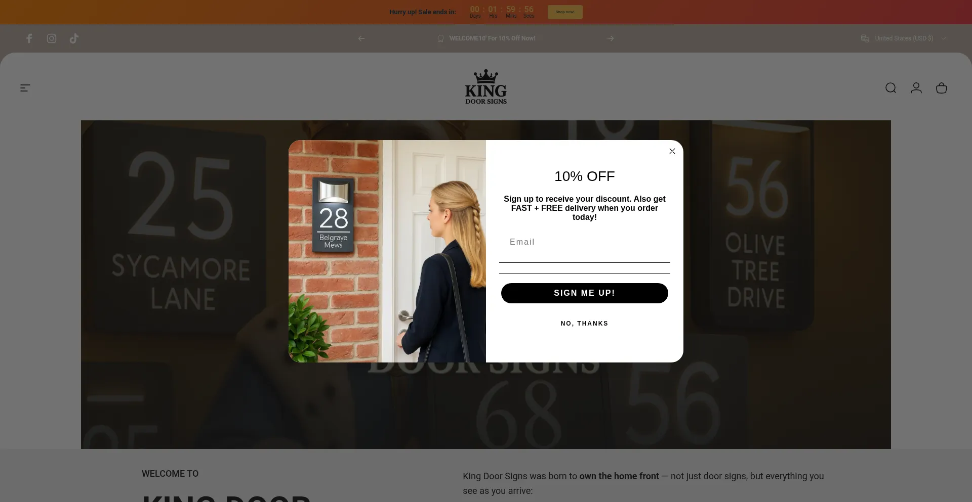 Website screenshot of Kingdoorsigns.com