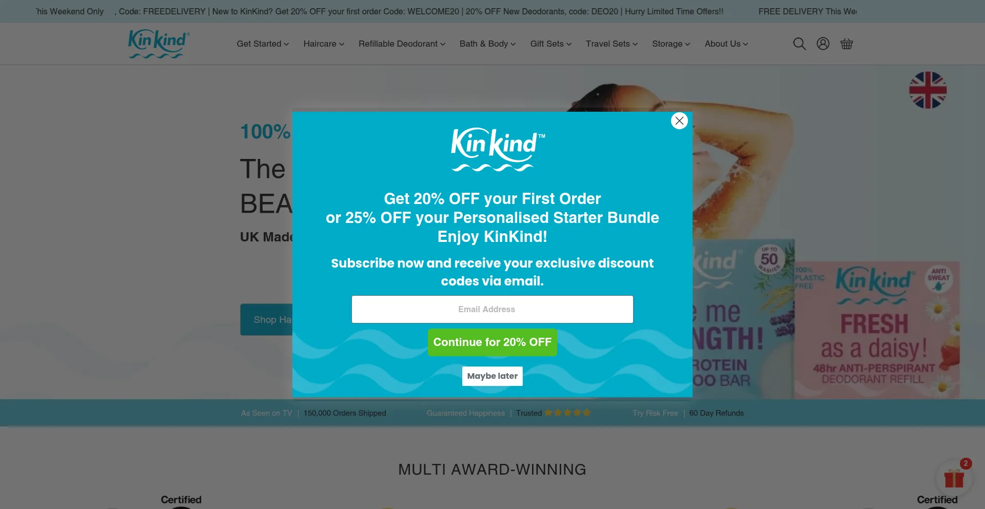 Website screenshot of Kinkind.co.uk