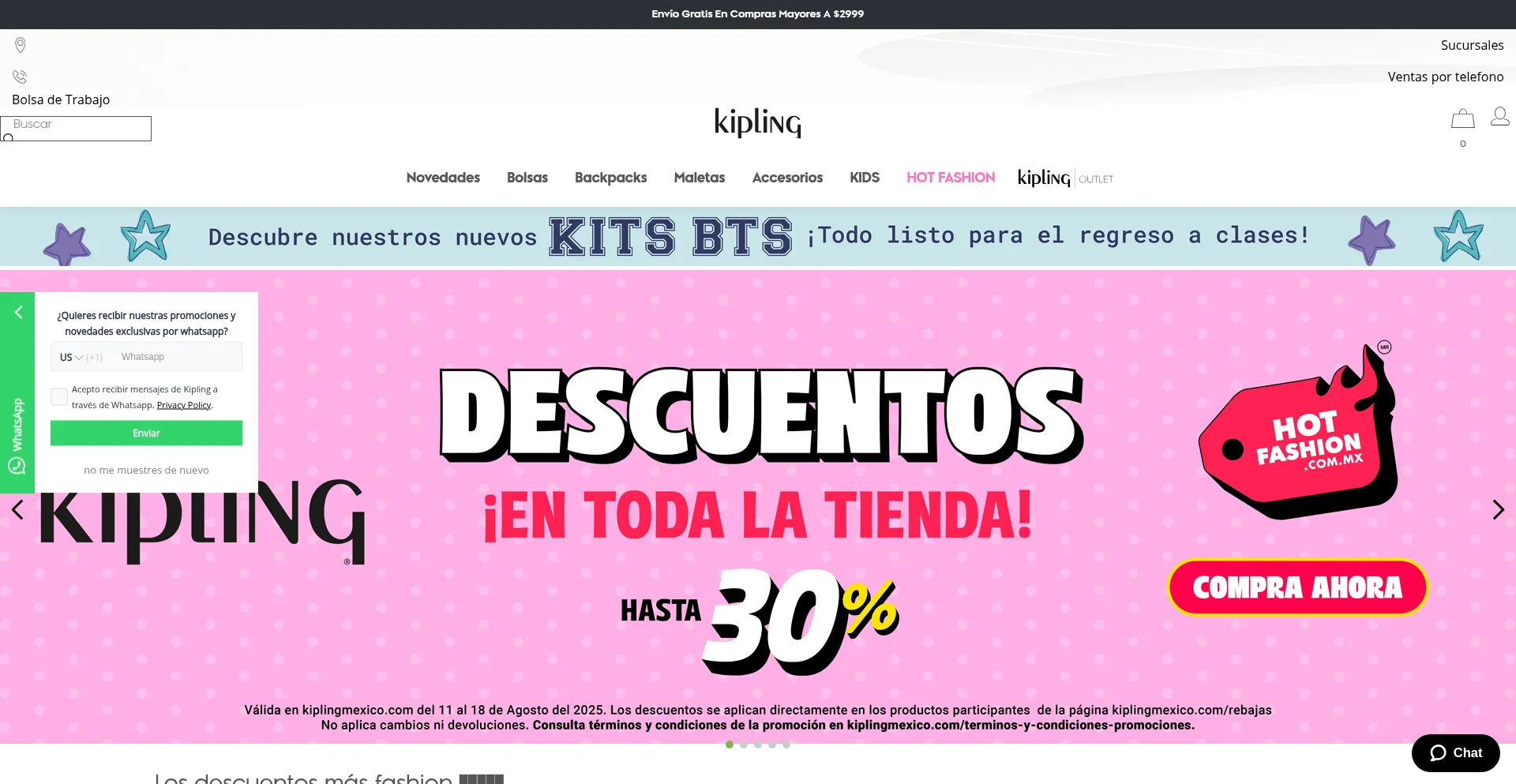 Website screenshot of Kiplingmexico.com