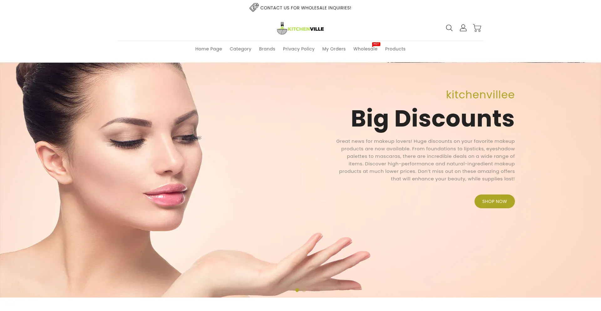 Website screenshot of Kitchenvillee.com