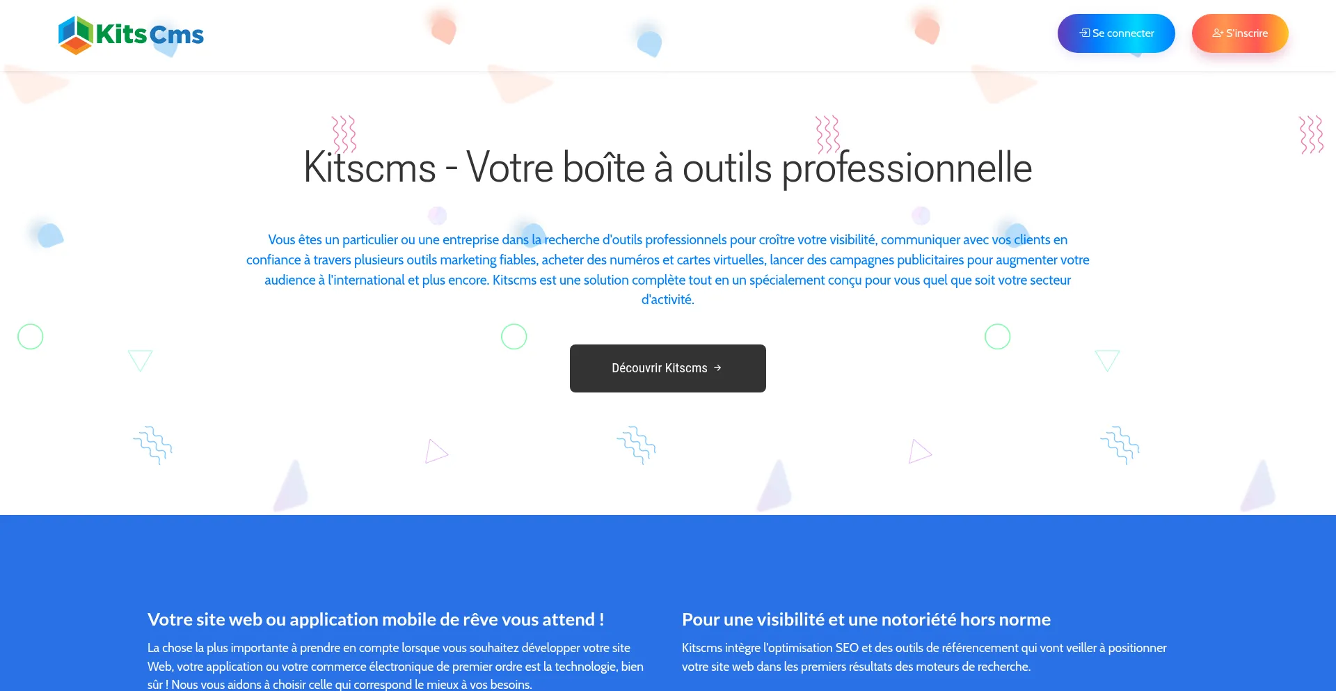 Website screenshot of Kitscms.com