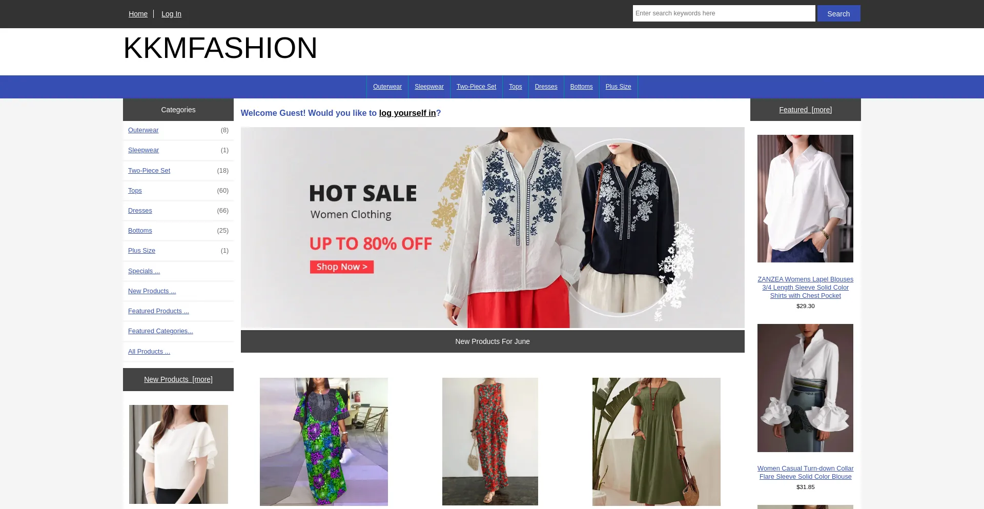 Website screenshot of Kkmfashion.shop