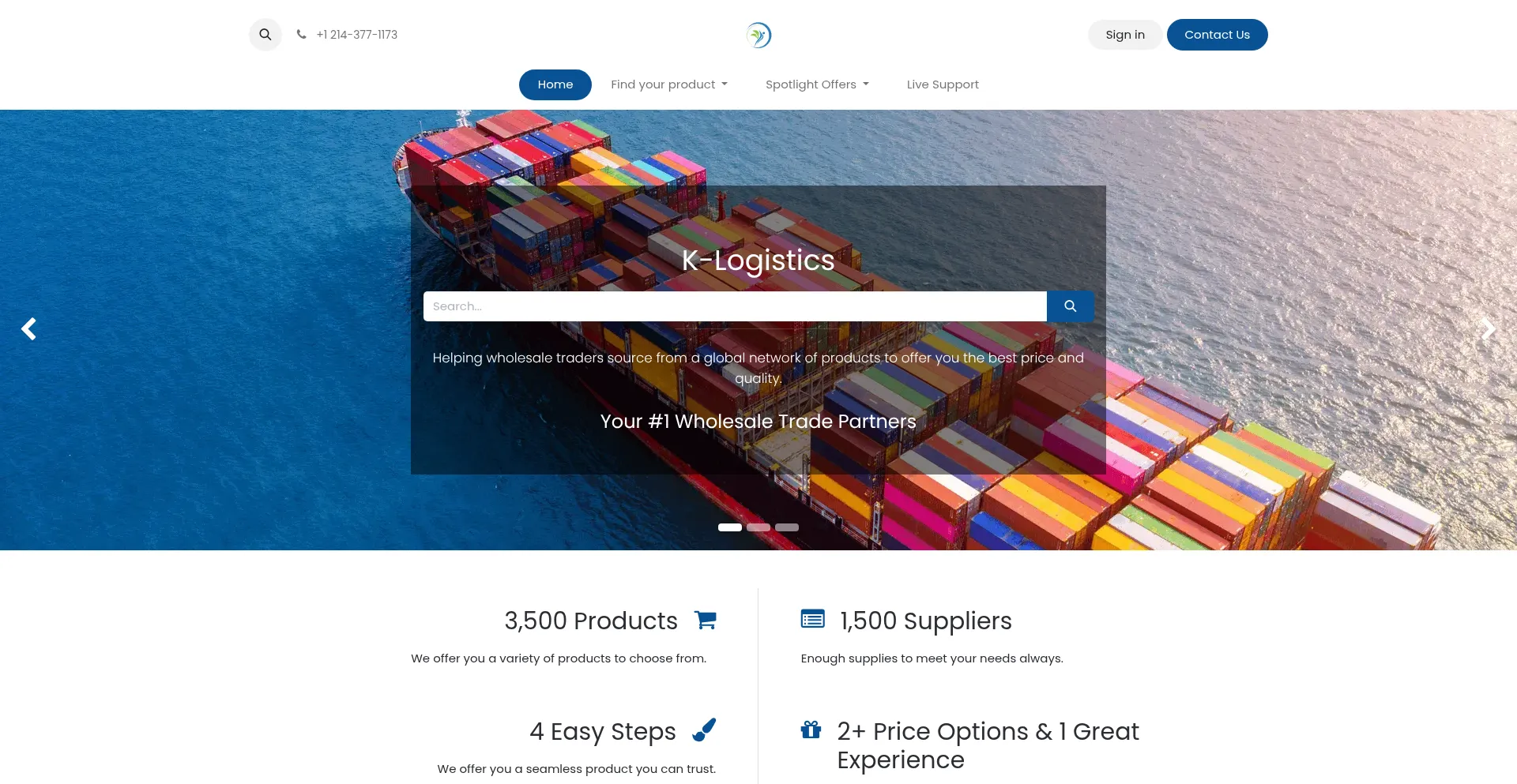 Website screenshot of Klogisticstrade.com
