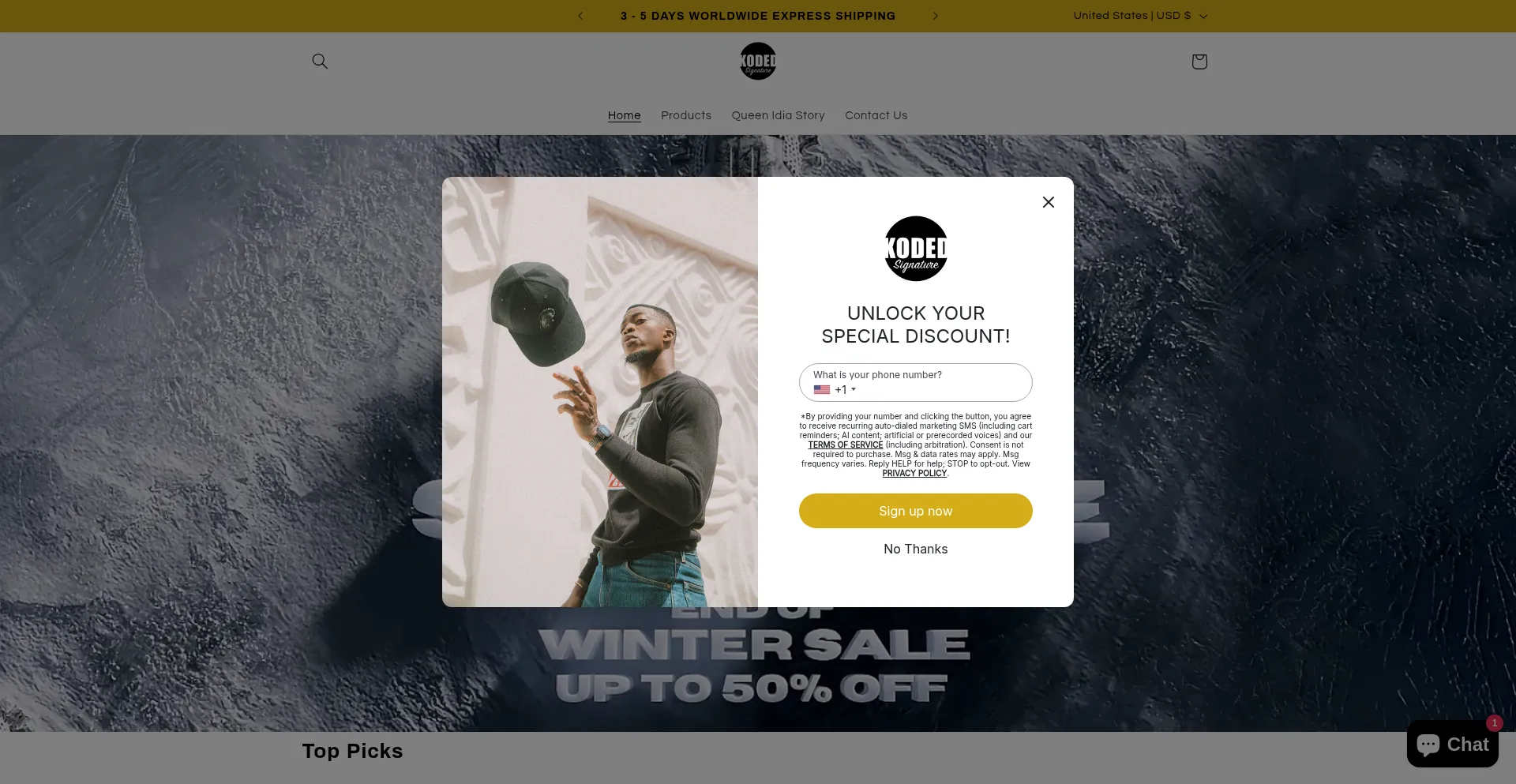 Website screenshot of Kodedsignature.com