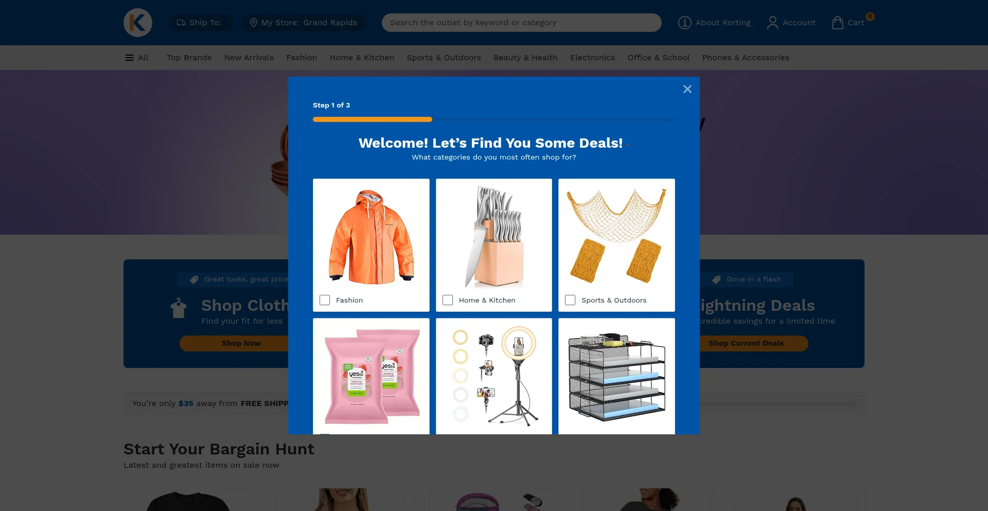 Website screenshot of Kortingoutlet.com
