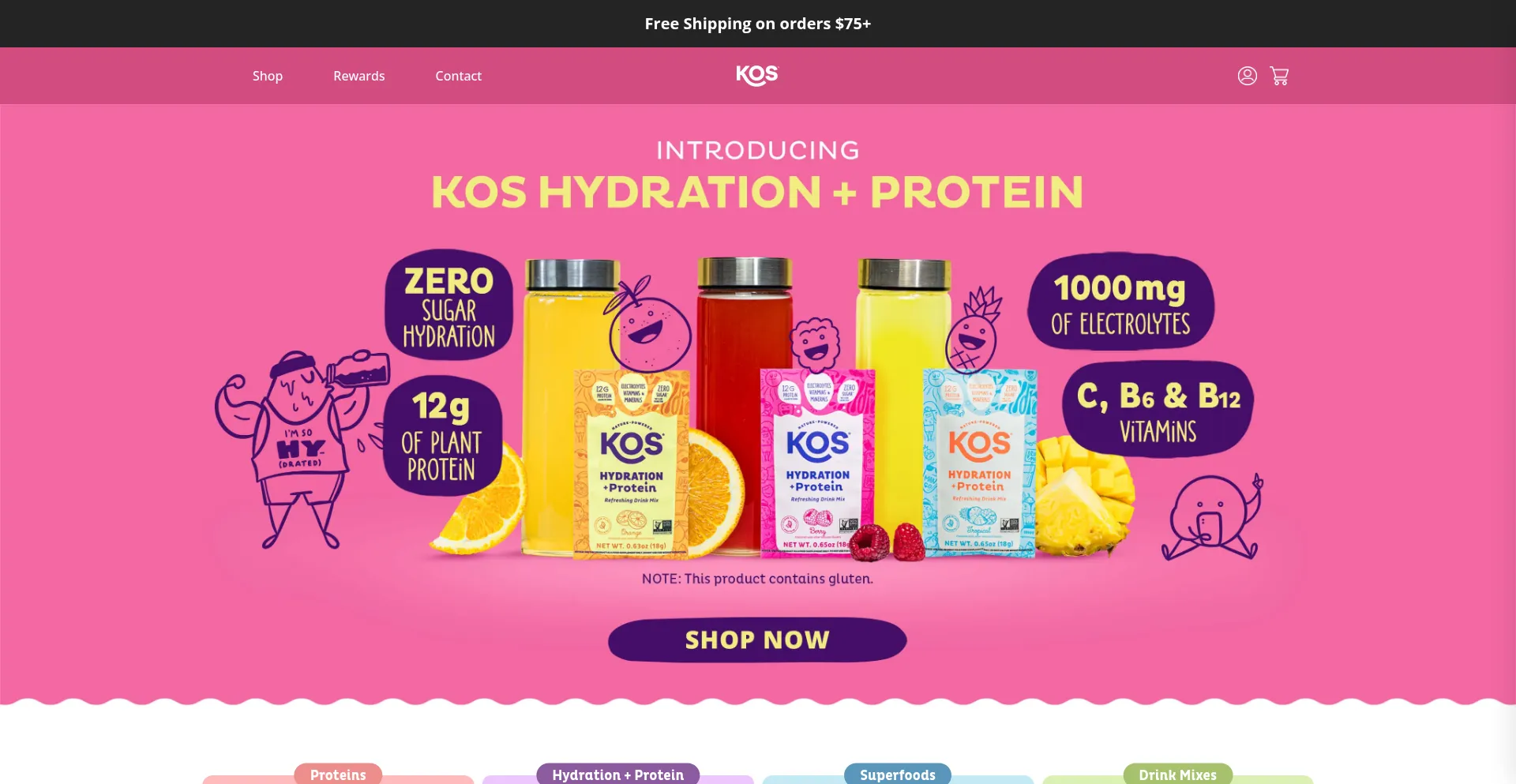 Website screenshot of Kos.com