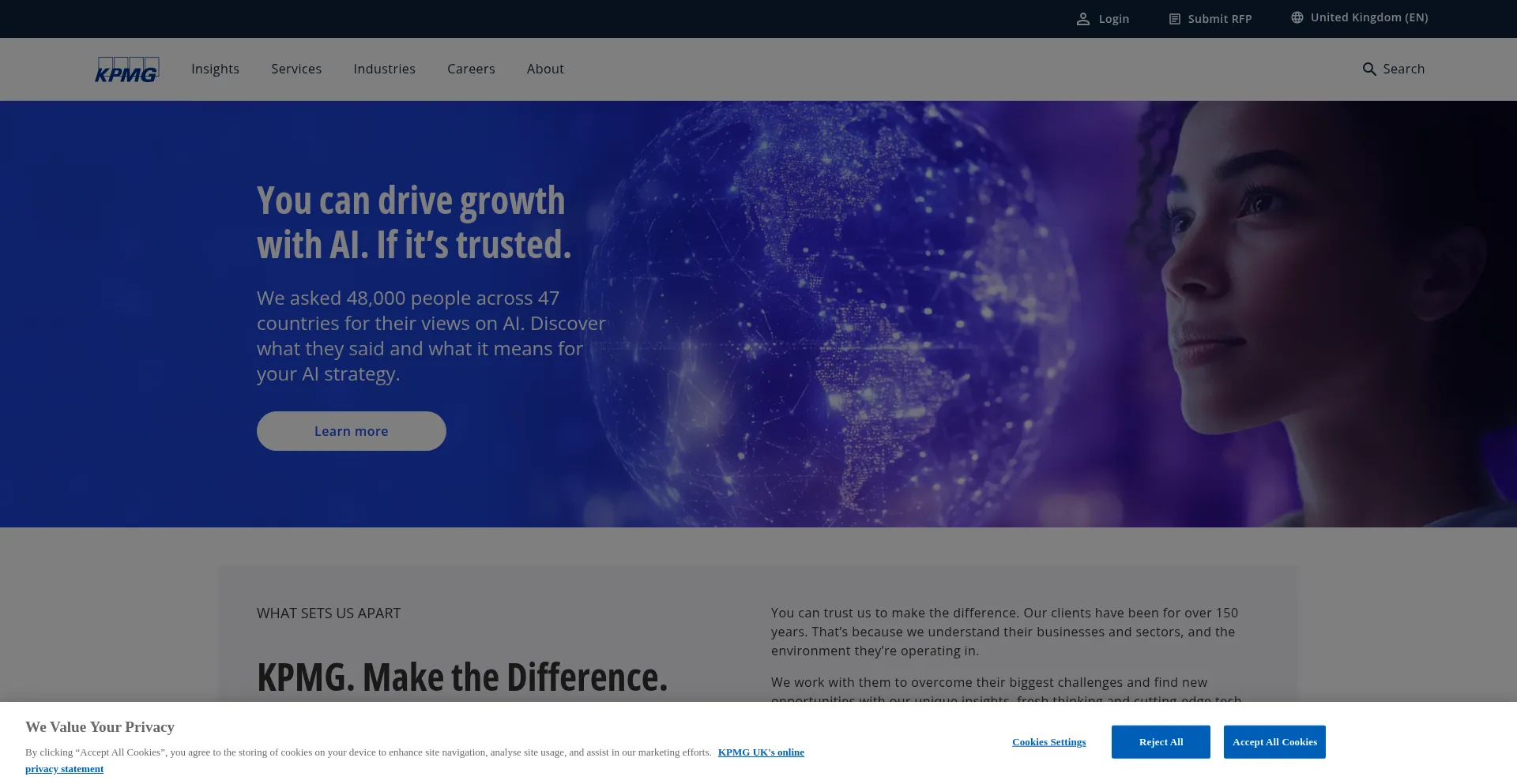 Website screenshot of Kpmg.co.uk