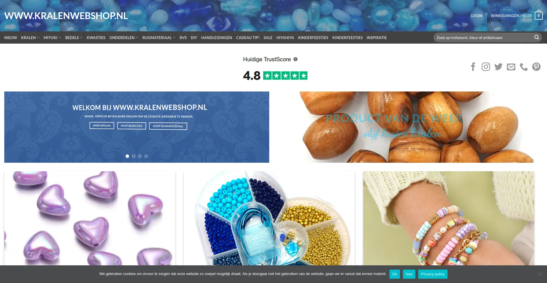 Website screenshot of Kralenwebshop.nl