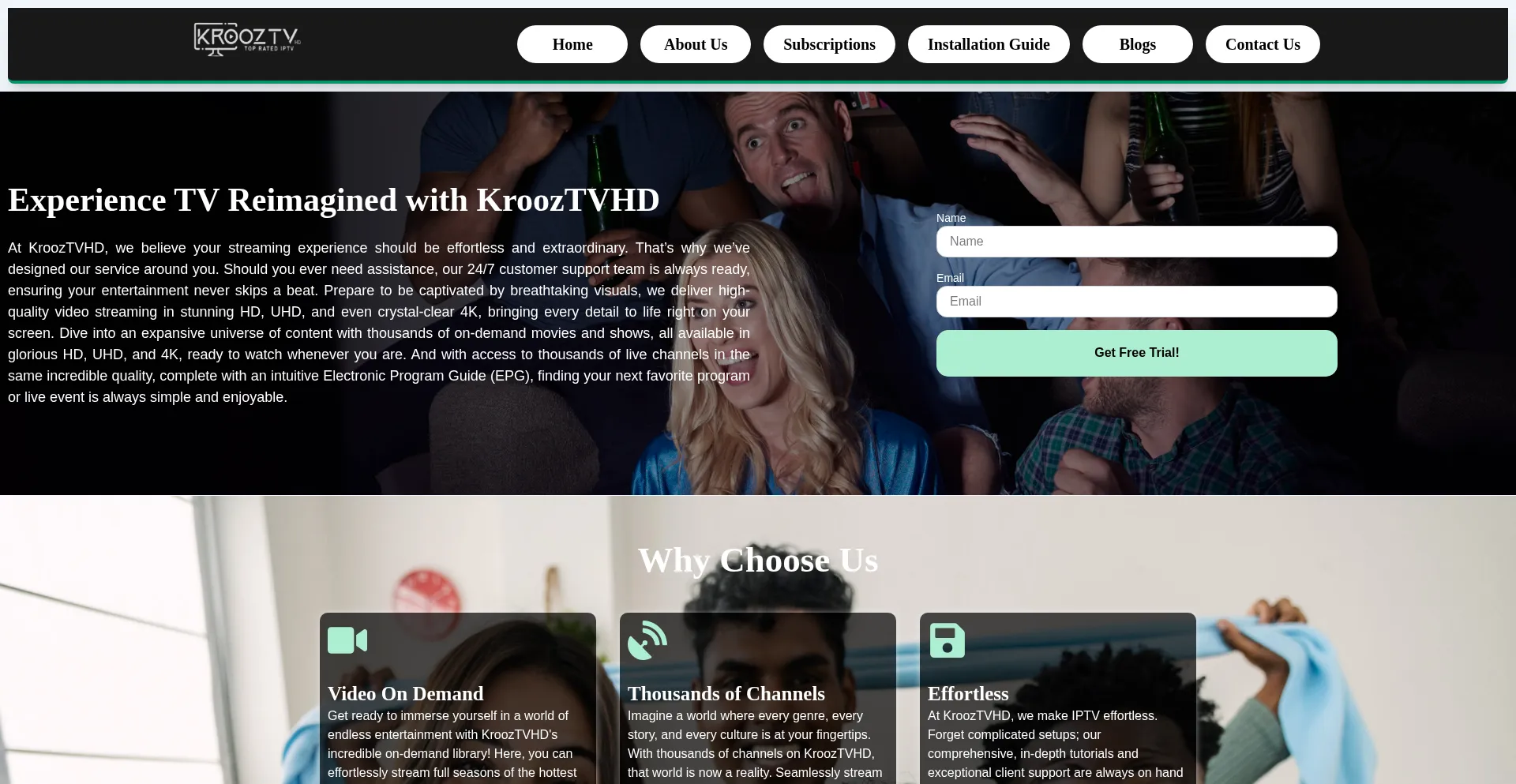 Website screenshot of Krooztvhd.com