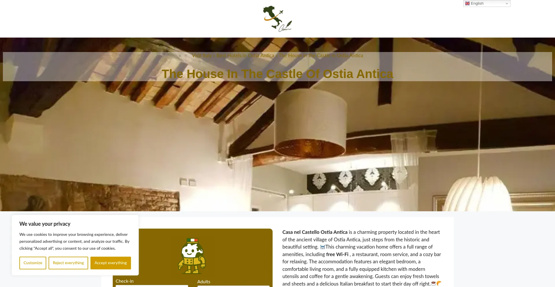 Website screenshot of La-casa-nel-castello-ostia-antica.dreaminginrome.com