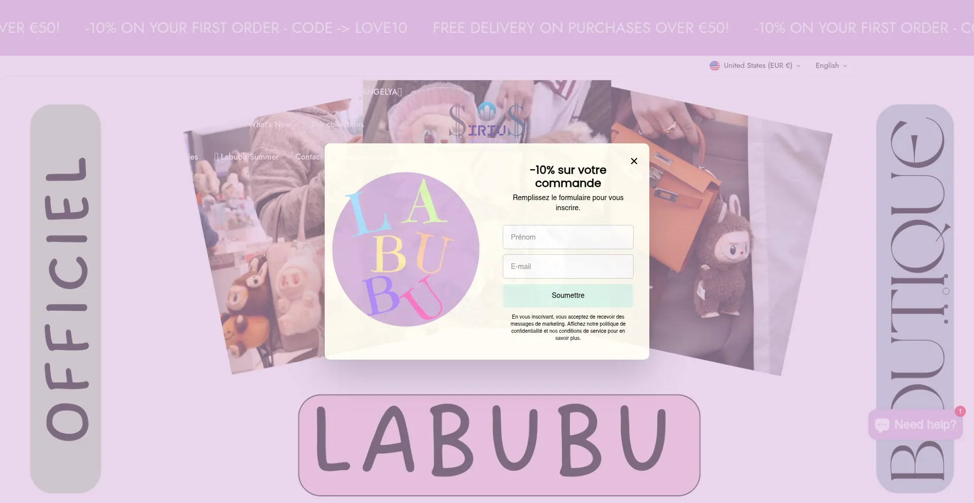 Website screenshot of Labubu-officials.com
