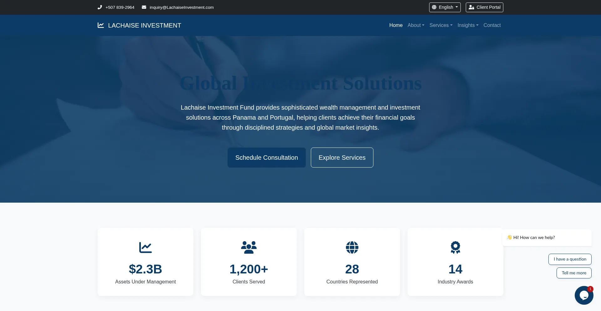 Website screenshot of Lachaiseinvestment.com