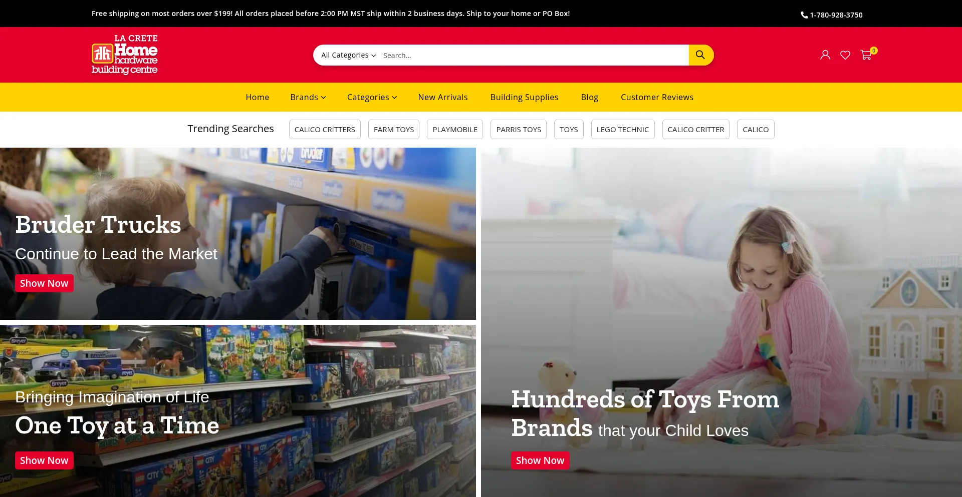 Website screenshot of Lacretehomehardware.ca