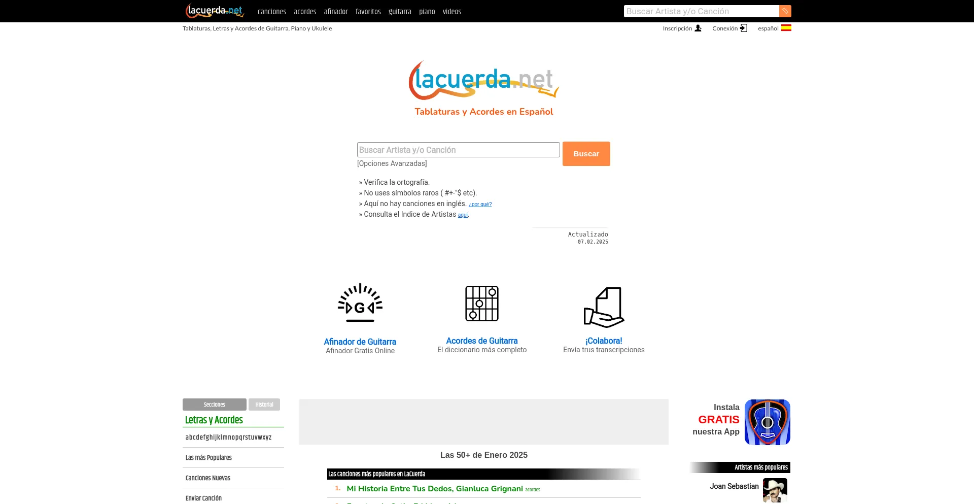 Lacuerda.net Screenshot