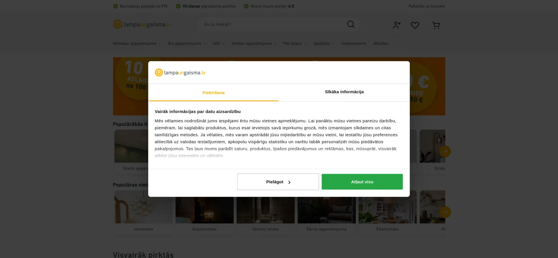 Website screenshot of Lampaungaisma.lv