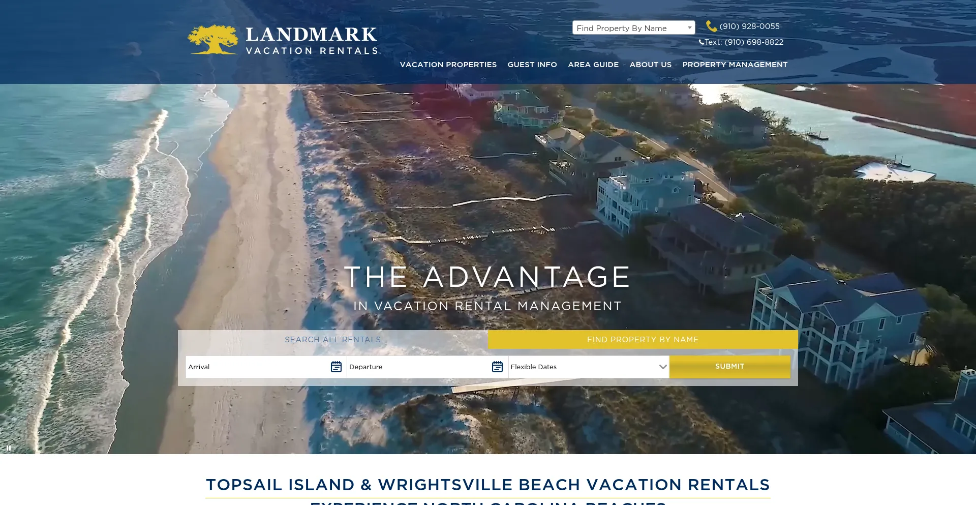 Website screenshot of Landmarkrentals.com