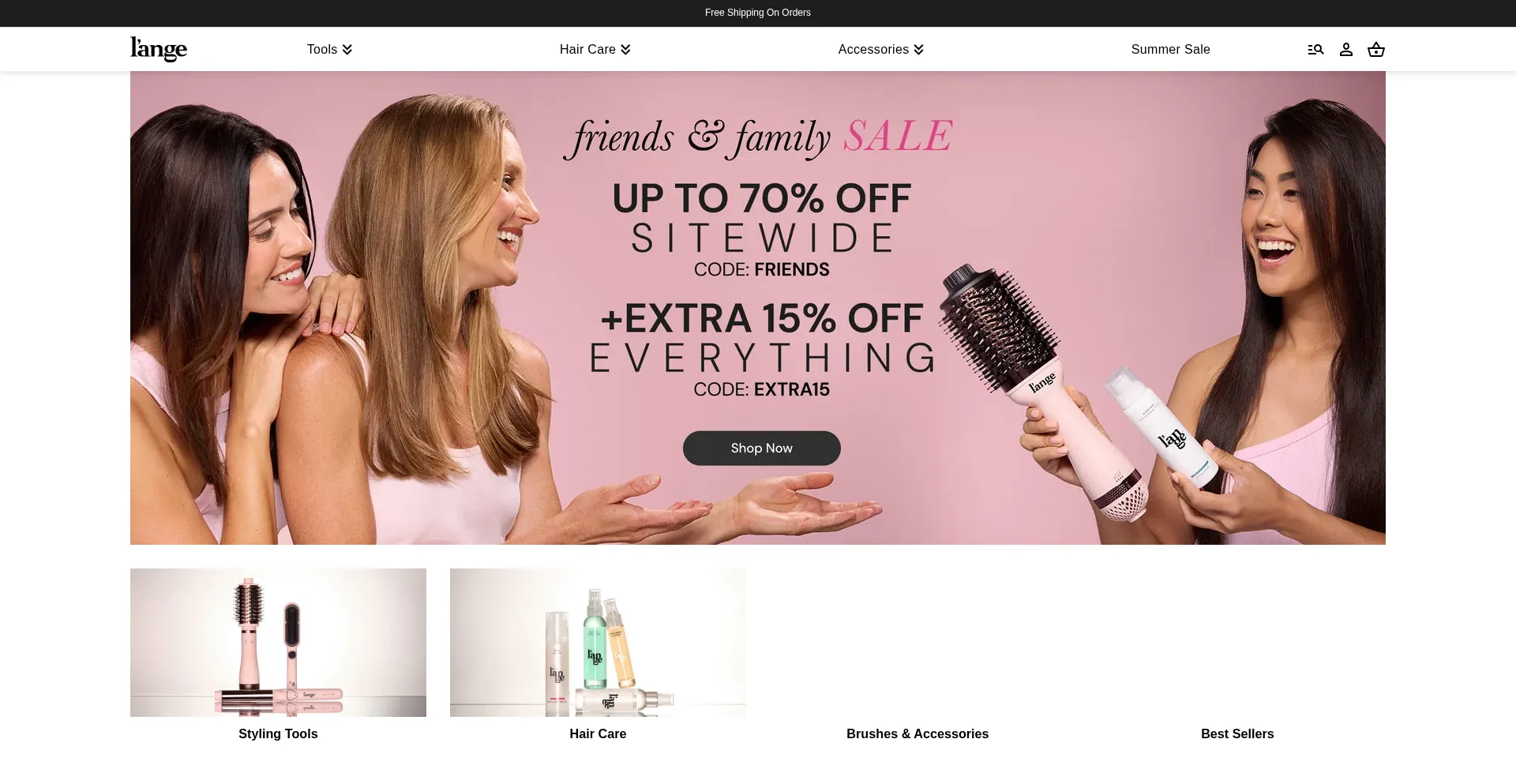 Website screenshot of Langehair.store
