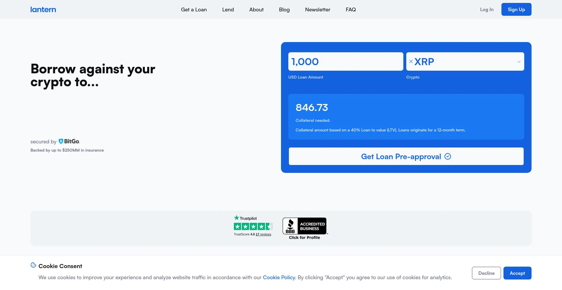 Lantern.finance Screenshot