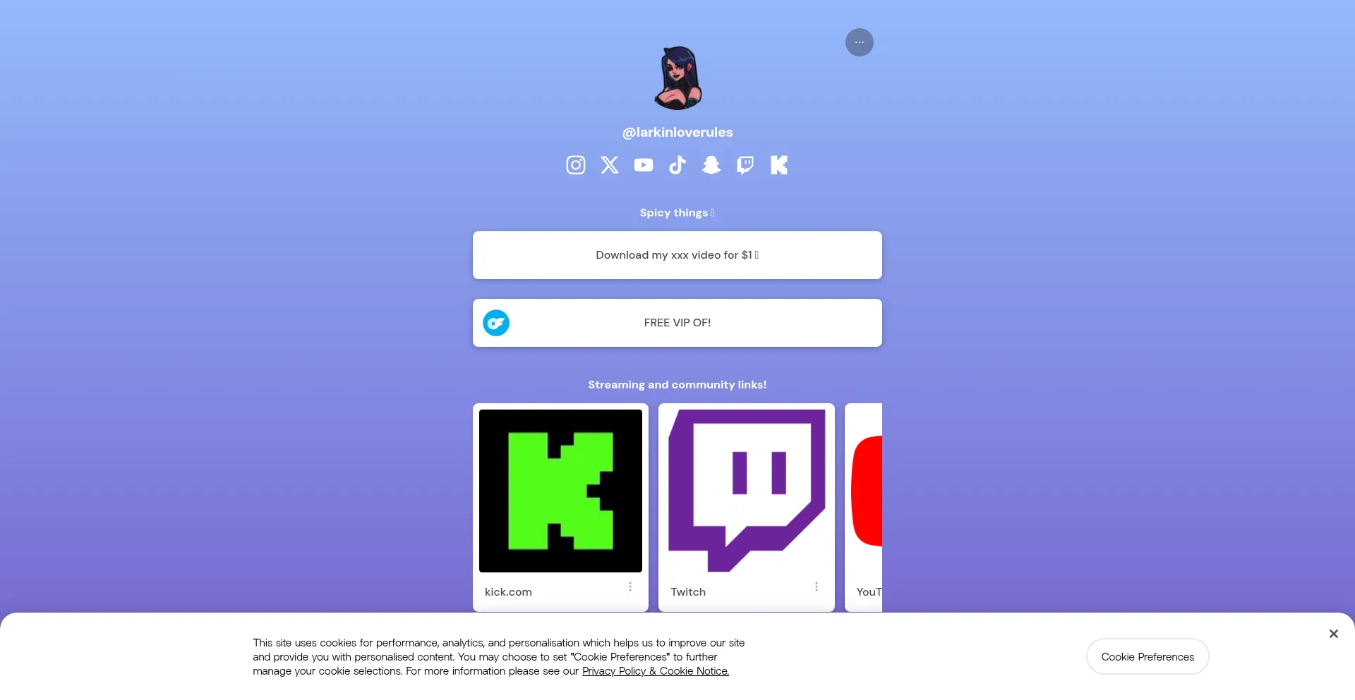 Website screenshot of Larkinlove.com