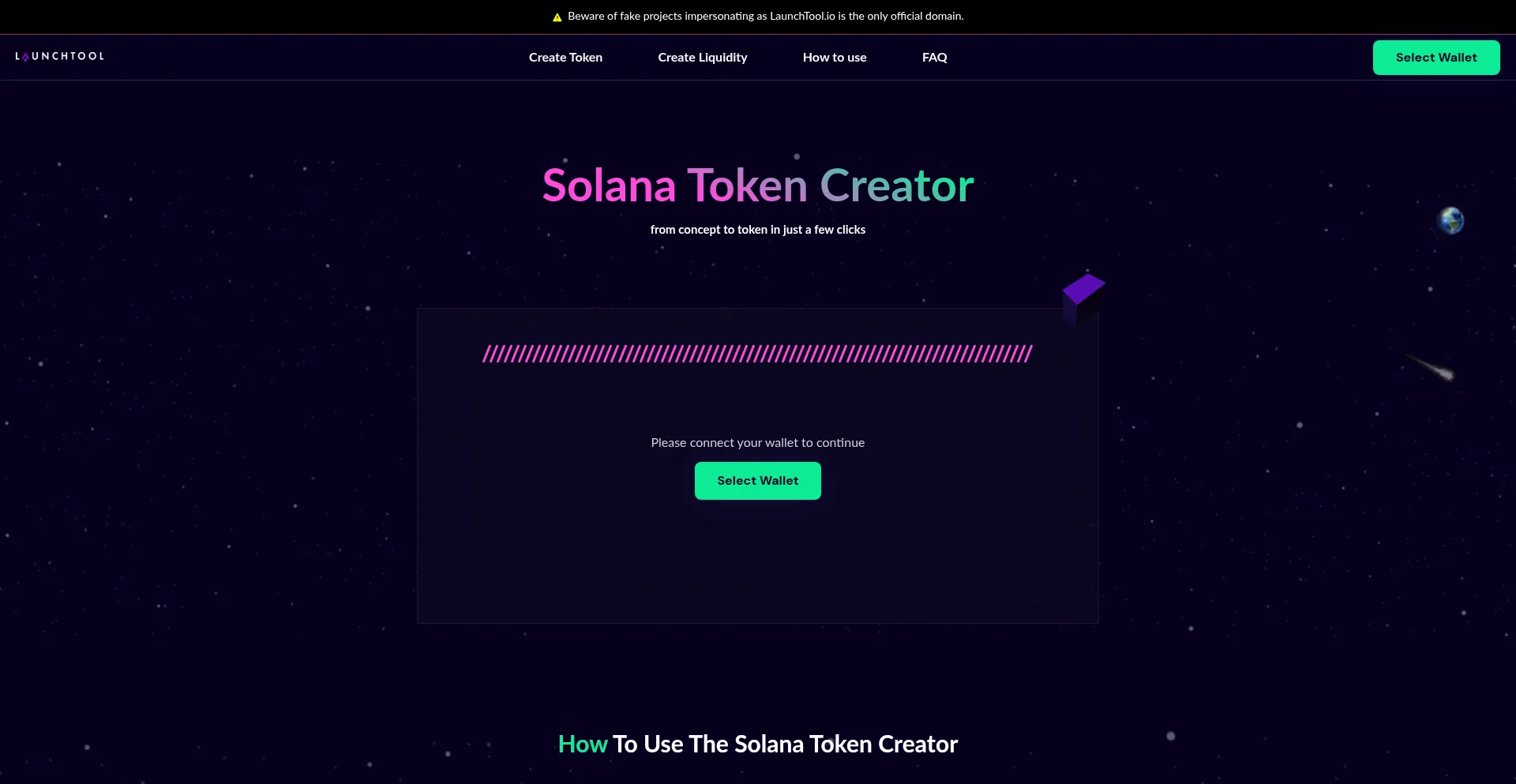 Website screenshot of Launchtool.io