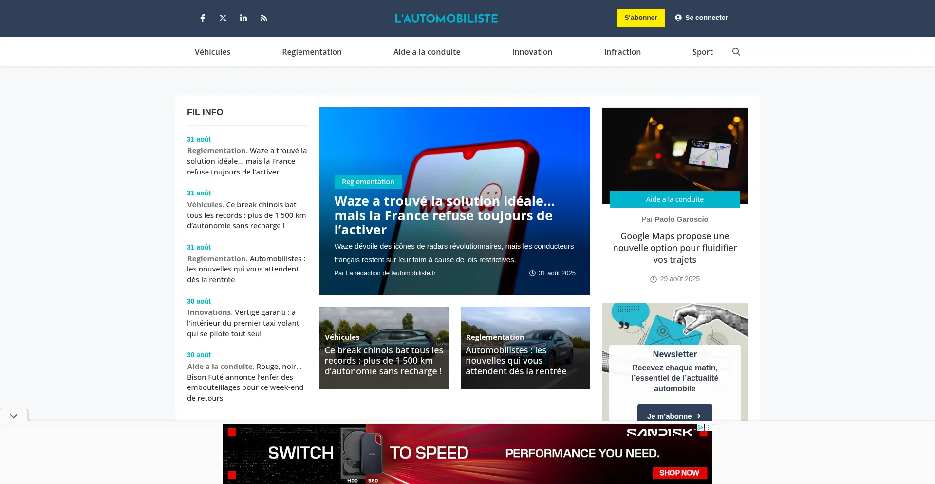 Website screenshot of Lautomobiliste.fr
