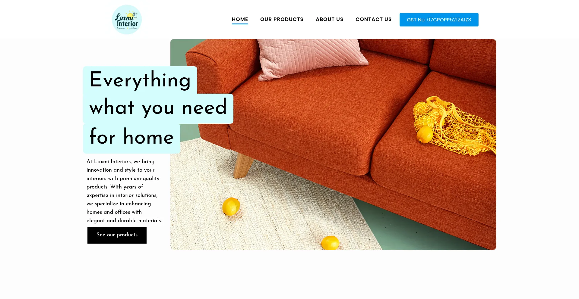 Website screenshot of Laxmiinterior.co.in