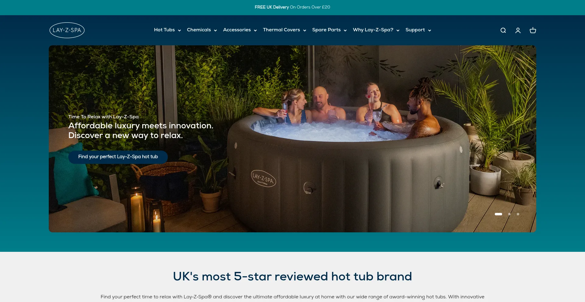 Website screenshot of Lay-z-spa.co.uk