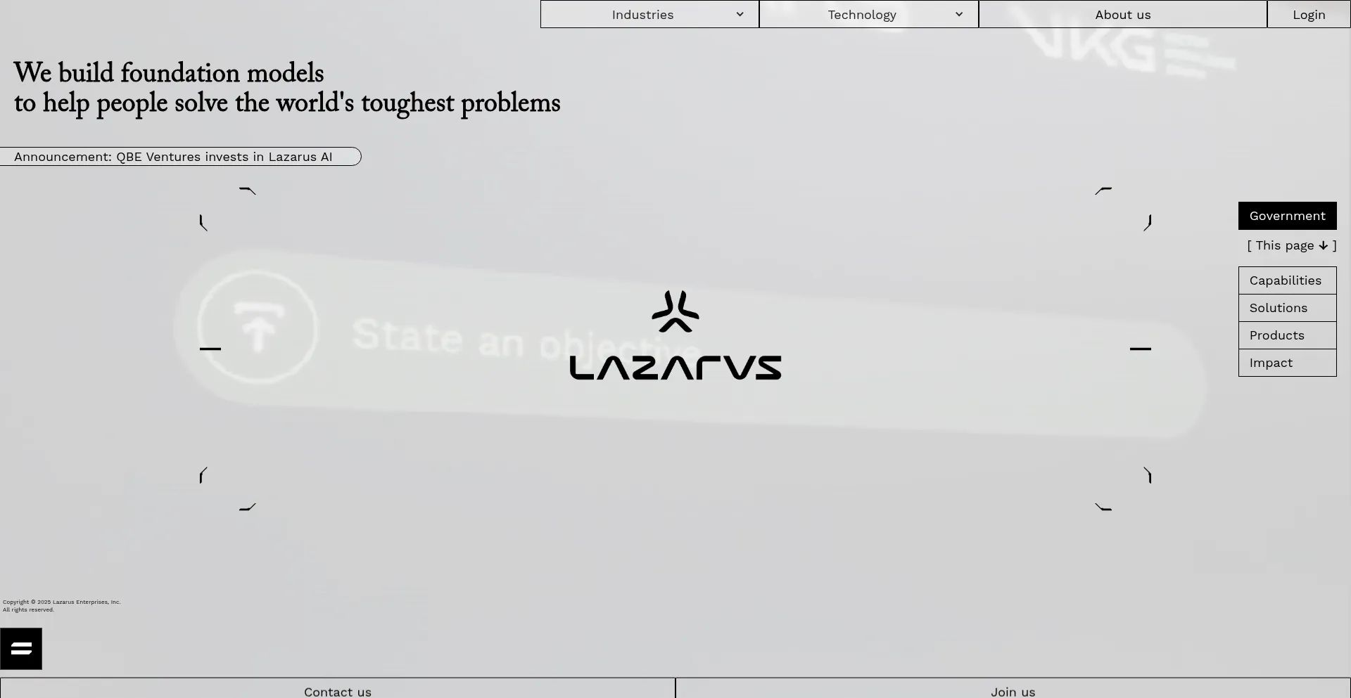 Website screenshot of Lazarusai.com