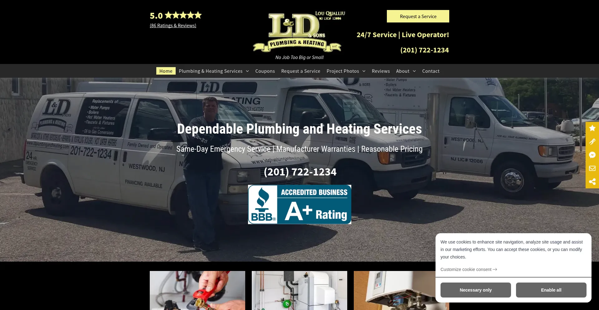 Website screenshot of Ldplumbingandheating.com