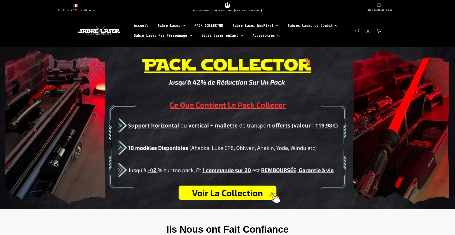 Website screenshot of Le-sabre-laser.fr