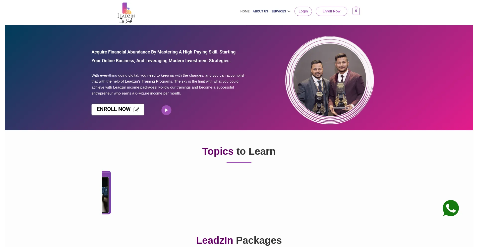 Website screenshot of Leadzin.ae