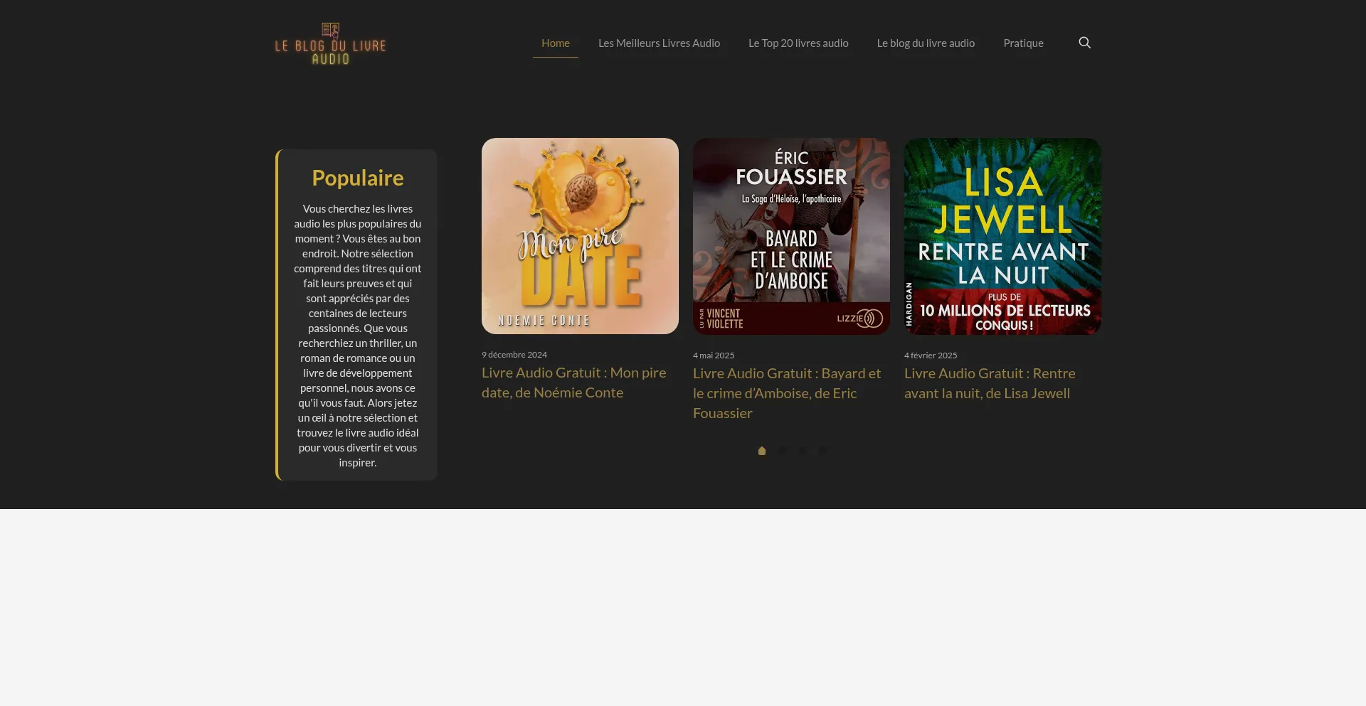 Website screenshot of Leblogdulivreaudio.fr