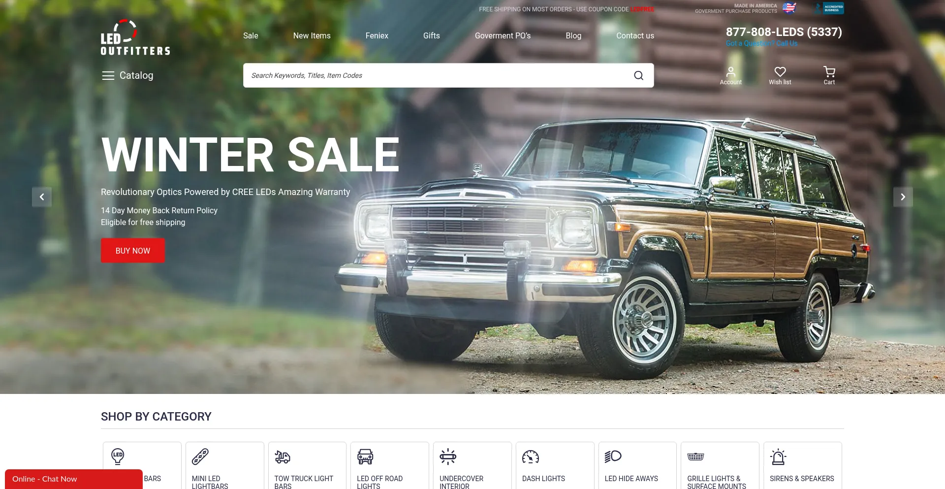 Website screenshot of Ledoutfitters.com